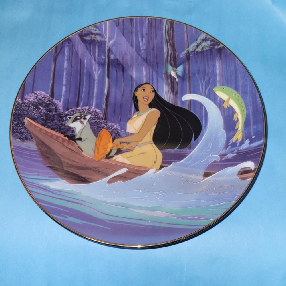 Disney Pocahontas Plate with Purple and Blue Forest Scene